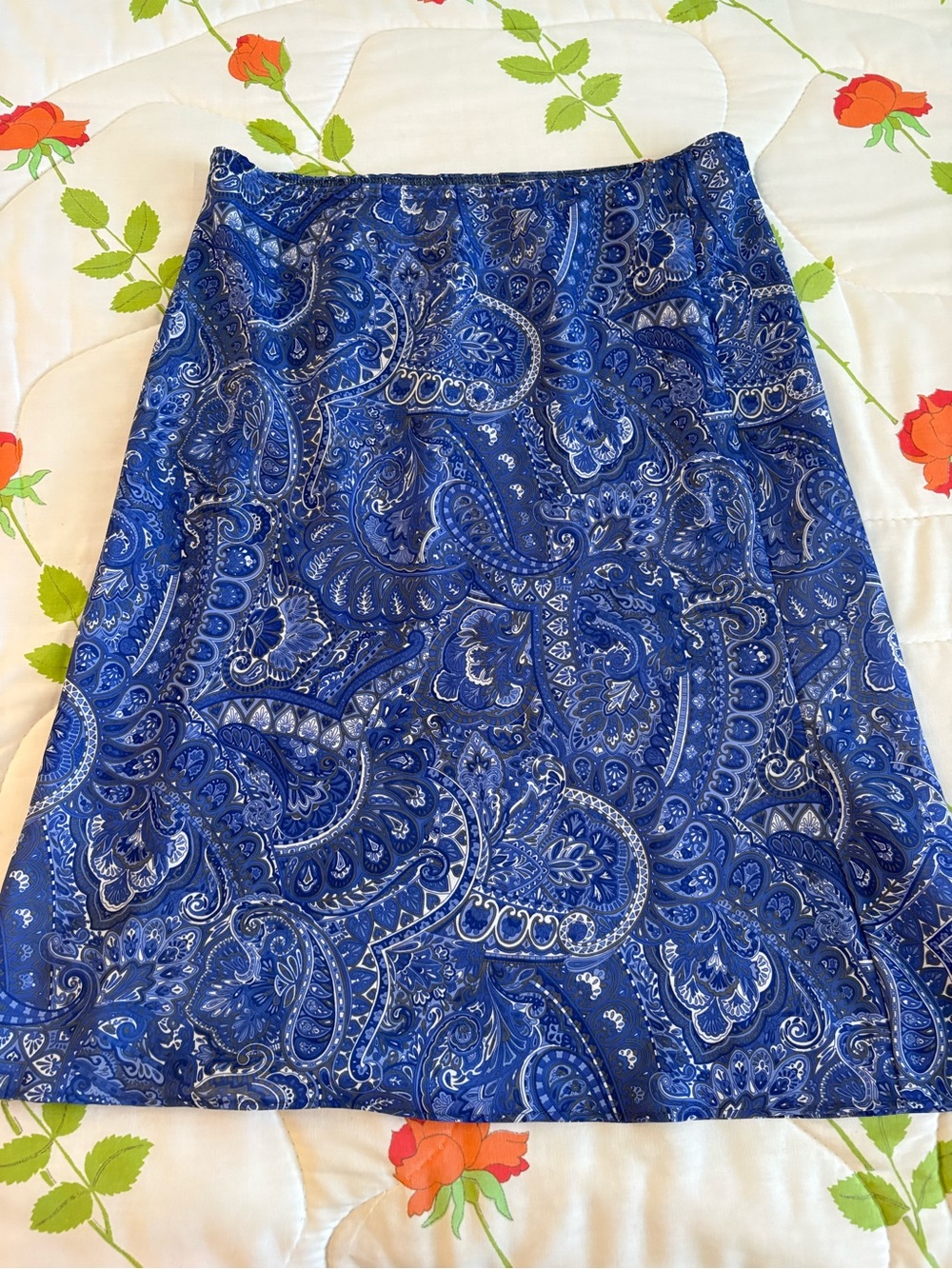 Vintage Blue Paisley A-Line Skirt